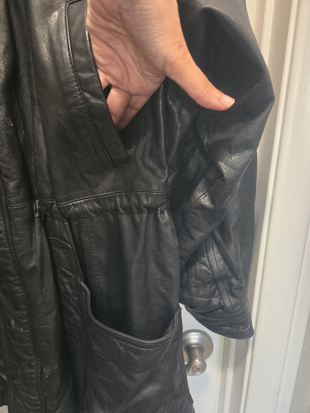 Wilsons Leather Vintage Men's Black Leather Hooded Jacket Size L - Picture 6 of 10